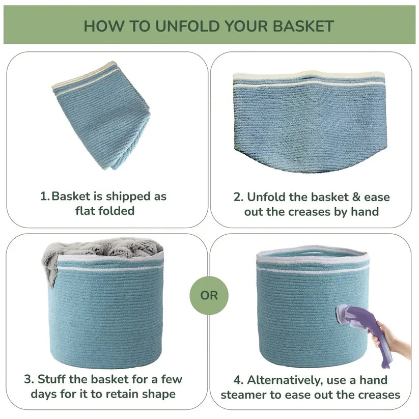 Cotton Rope Basket Set of 3, 11x11x11, Gray - Fine Living Co