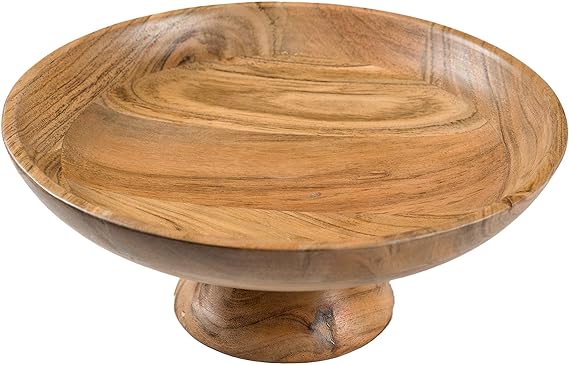 Fruit Bowl Handmade in Acacia wood, Centerpiece -12"x2" -Natural - Fine Living Co