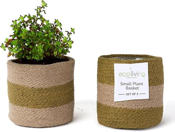 Jute Planter Natural Jute, 4.5", Olive & Natural