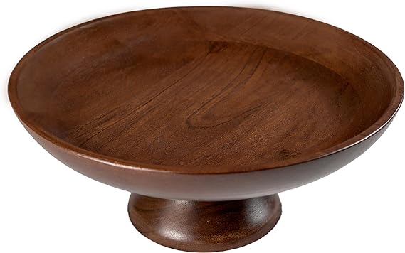 Fruit Bowl Handmade in Acacia wood, Centerpiece -12"x2" -Walnut - Fine Living Co