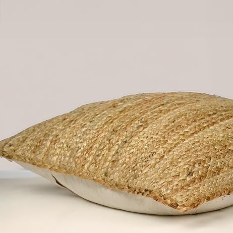 Jute Braided Decorative Pillow Cover, 18 x 18 inch, Natural - Fine Living Co