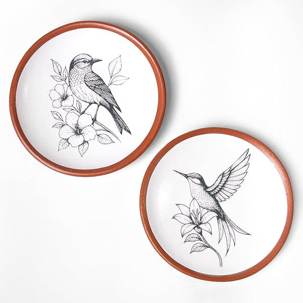 Hummingbird Terracotta Wall Plates Set of 2 – 8 Inch Décor