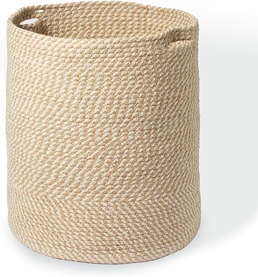 Eco Living Cotton Basket, Cotton, 15x15x17.7, Brown & White