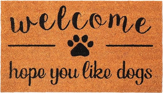 Coir Mats Animals Welcome Hope you like dogs - 17X30" Beige/Black