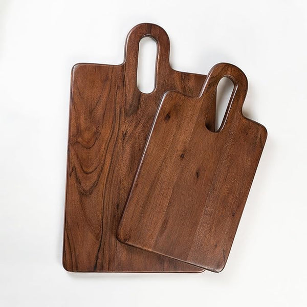 Wood Serving Board Set - Acacia, 17"x10" & 14"x8" - Natural Honey - Fine Living Co