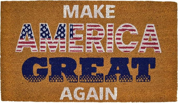 Patriotic Welcome Doormats, Make America Great Again, Natural Coco Coir Mats 17x30"