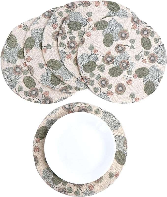 Green Kiwi Braided Cotton Placemat Set of 6 - Fine Living Co