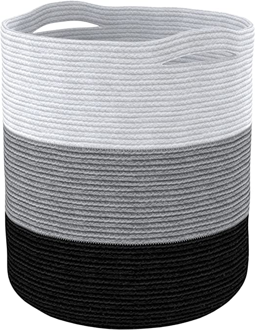 Cotton Basket without Lid Black/Grey/White 15x15x17.7"
