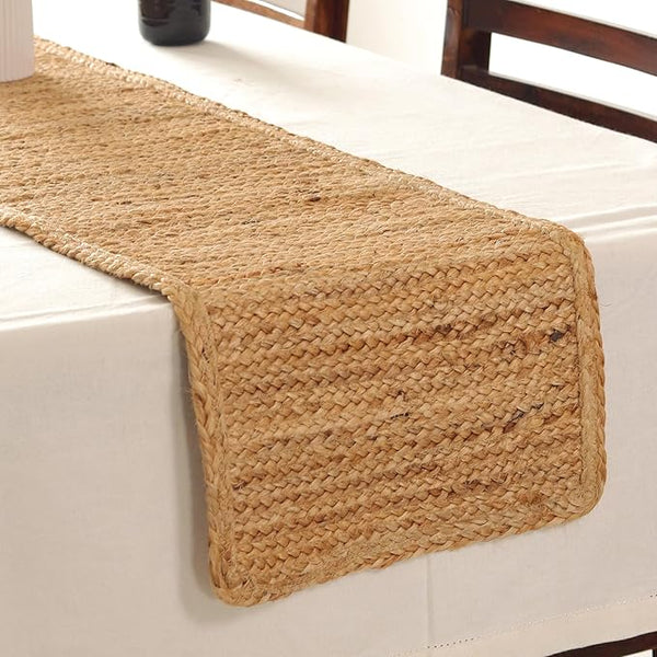 Handmade Jute Table Runner 14x72 Inch – Braided Farmhouse Rustic Dining Decor