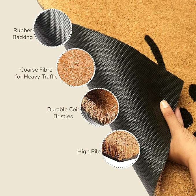 Coir Doormat Dogs Woof - 17x30" Beige/Black - Fine Living Co