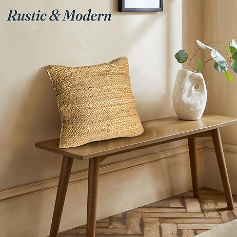 Jute Braided Decorative Pillow Cover, 18 x 18 inch, Natural - Fine Living Co