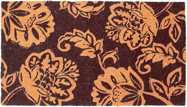 Coir Mats Floral Motif -17"X30" Brown