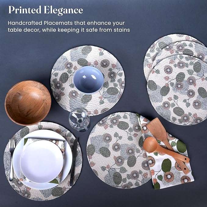 Green Kiwi Braided Cotton Placemat Set of 6 - Fine Living Co