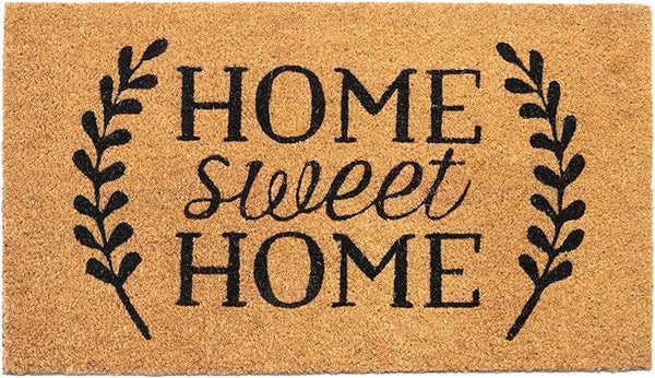 Coir Mats Home Sweet Home with leaves -17X30" - Beige
