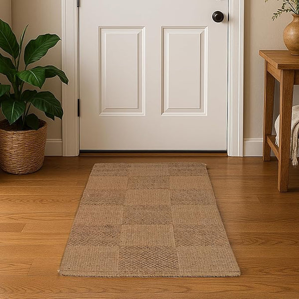 Tile Pattern 5 Ply Loop Jute Rug, with Tucked Ends