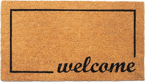 Coir Mats Welcome with Border 17X30" -Beige/Black