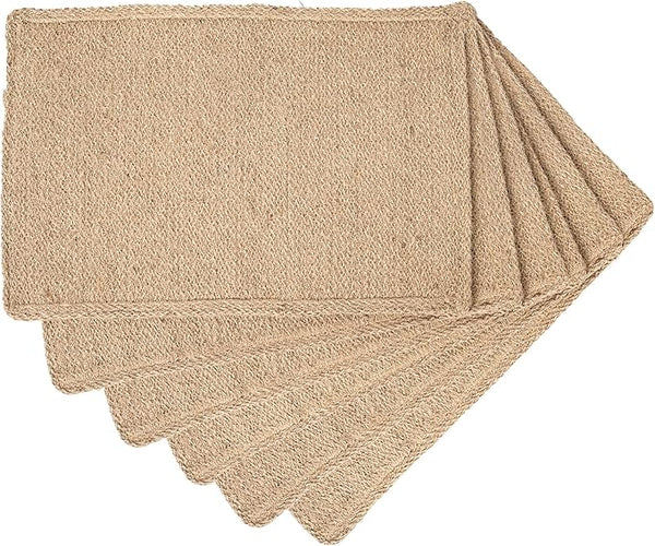 Eco Living Jute Table Placemat, Plain Jute, Set of 6, 18x12"