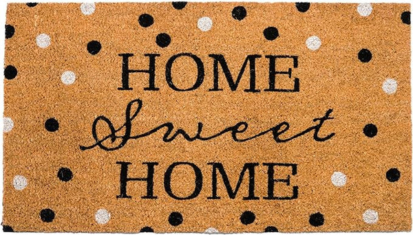 Coir Mats Home Sweet Home Full Text with Polka Dots-17X30" -Beige