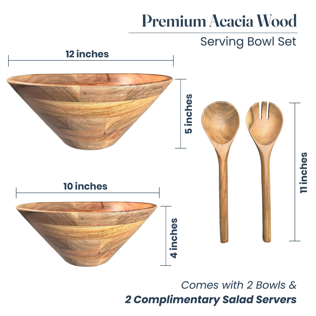 Fine Living Wood Bowl Servers