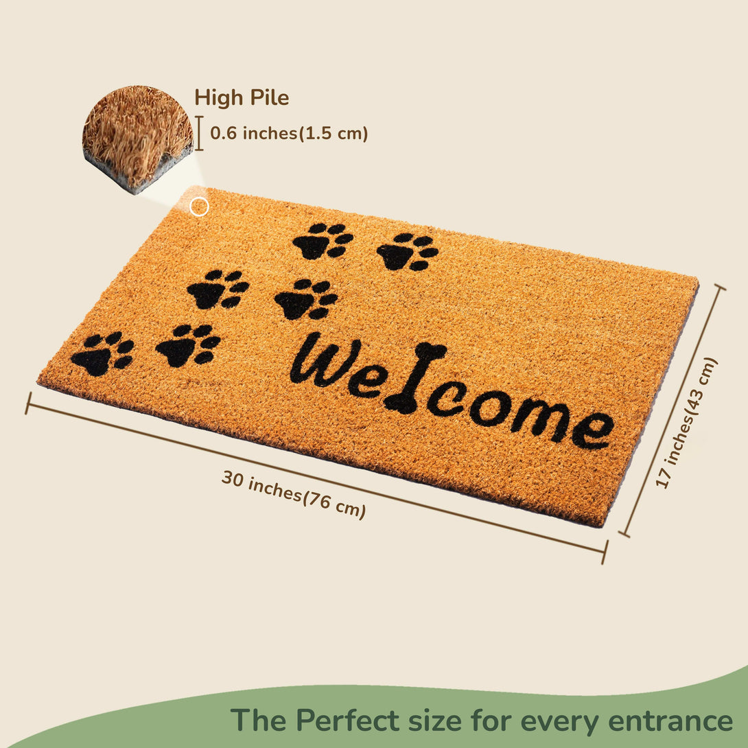fine living welcome dog paws coir door mat for entryway