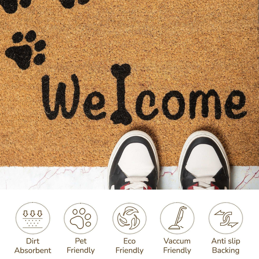Welcome Coir Door mat Animal Welcome door mat with paws, 17x30"(43x76cm)