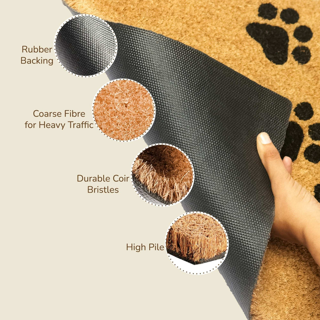 Welcome Coir Door mat Animal Welcome door mat with paws, 17x30"(43x76cm)
