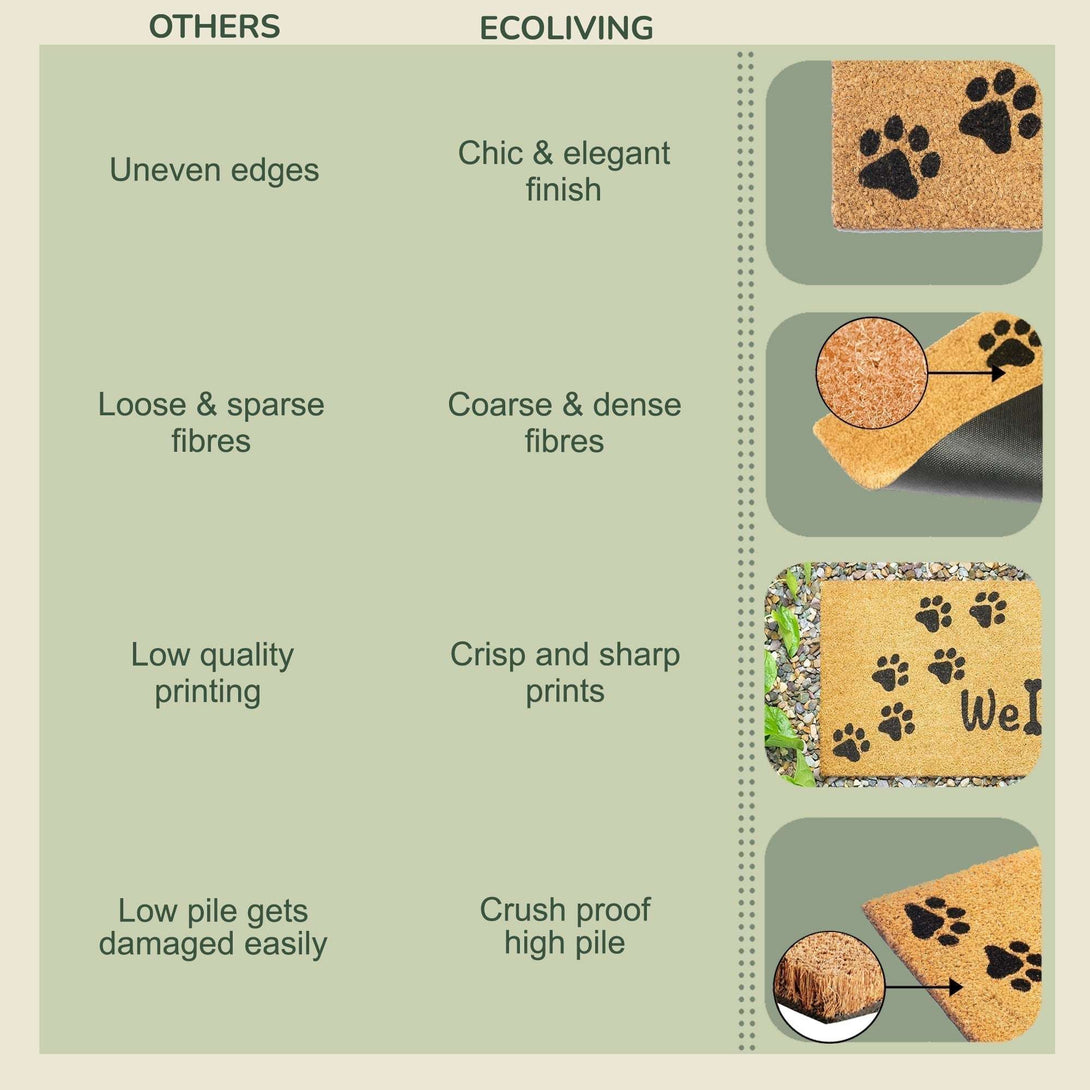 Welcome Coir Door mat Animal Welcome door mat with paws, 17x30"(43x76cm)