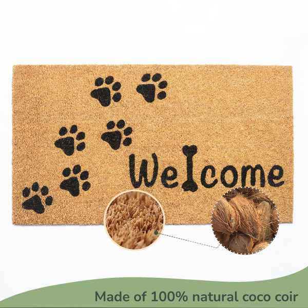 Welcome Coir Door mat Animal Welcome door mat with paws, 17x30"(43x76cm)