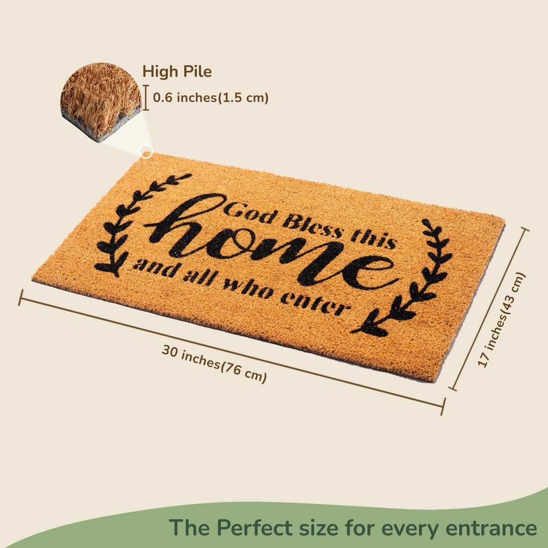 fine living bless this home coir door mat
