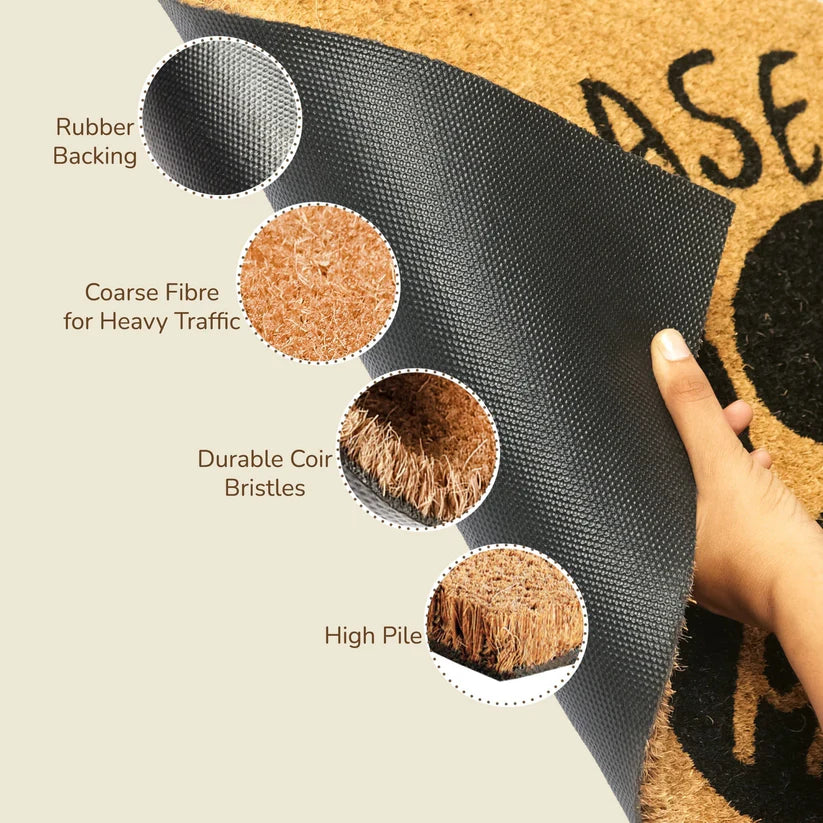 Coir Mats Animals Please Wipe your paws - 17X30" Beige/Black - Fine Living Co