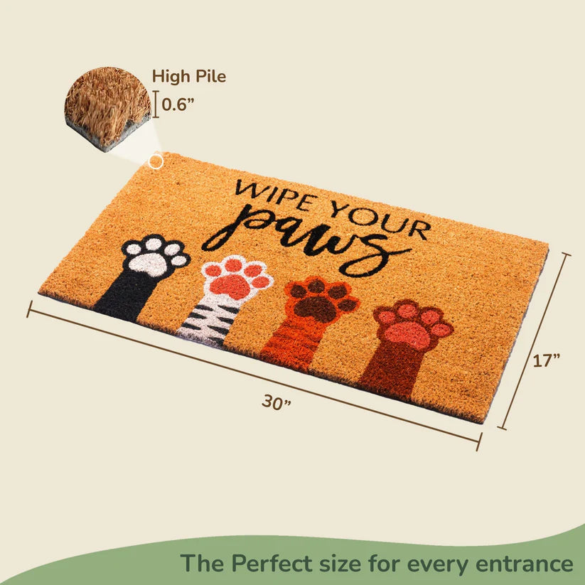 Coir Mats Animals Wipe your paws - 17X30" Multicolor - Fine Living Co