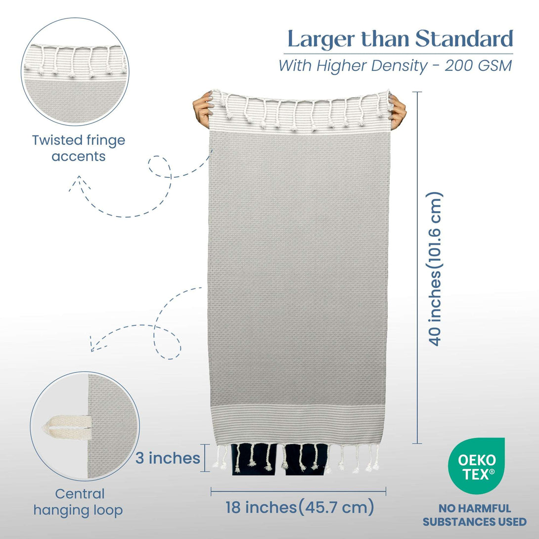 fine living mineral gray cotton waffle kitchen towel with tassel