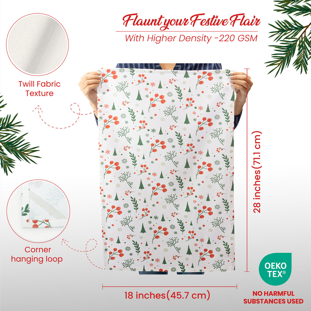 Fine Living Christmas Printed Cotton Kitchen Towels