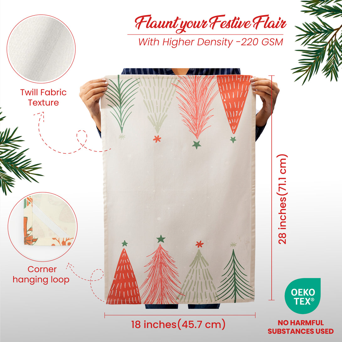 Fine Living Christmas Tree Printed Cotton Kitchen Towels