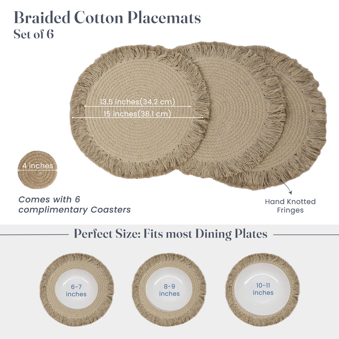 Fine Living Beige Minimal Placemats 6 Pcs.