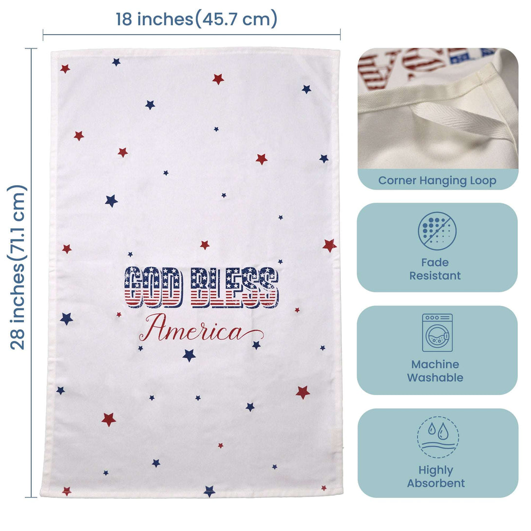 Fine Living God Bless America 4th July Dishcloth Tea Towel