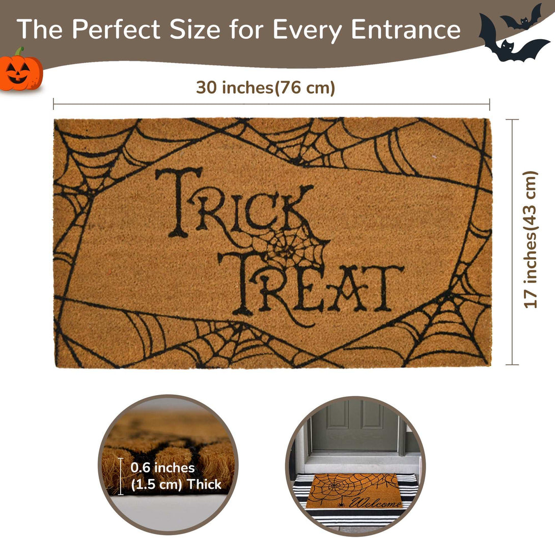 fine living halloween trick & treat coir door mat