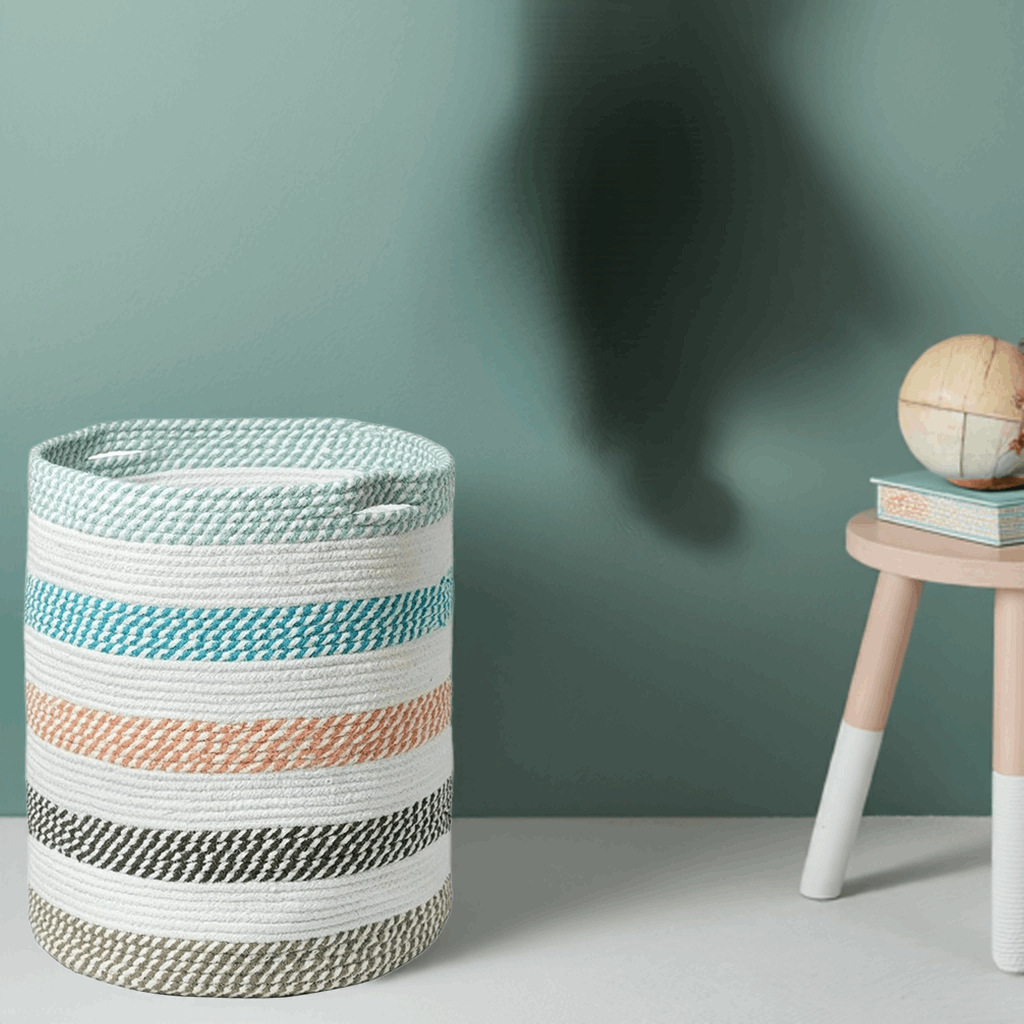 fine living multicolor cotton rope basket for storage solution
